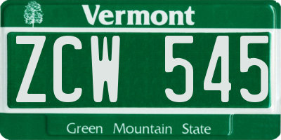 VT license plate ZCW545