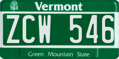 VT license plate ZCW546