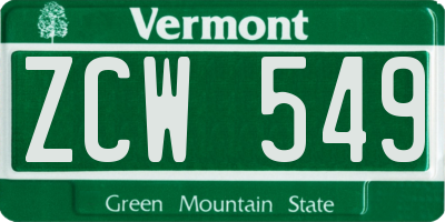 VT license plate ZCW549