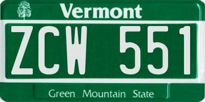VT license plate ZCW551