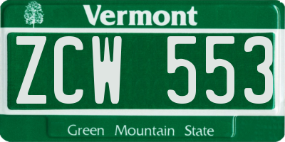 VT license plate ZCW553