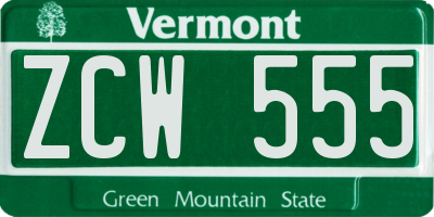 VT license plate ZCW555