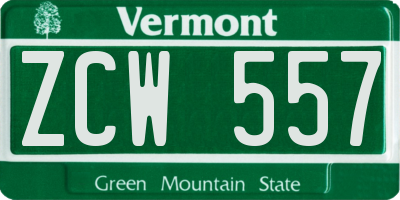 VT license plate ZCW557