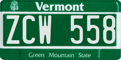 VT license plate ZCW558