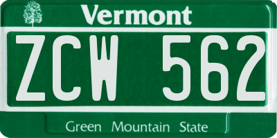 VT license plate ZCW562