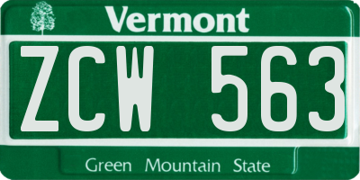 VT license plate ZCW563