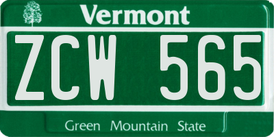 VT license plate ZCW565