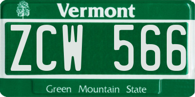 VT license plate ZCW566
