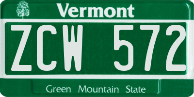 VT license plate ZCW572