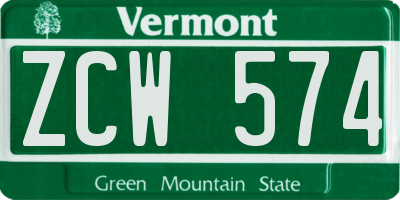 VT license plate ZCW574