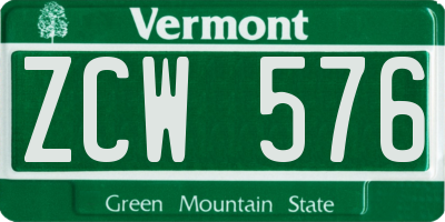 VT license plate ZCW576