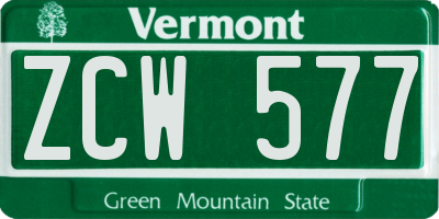 VT license plate ZCW577