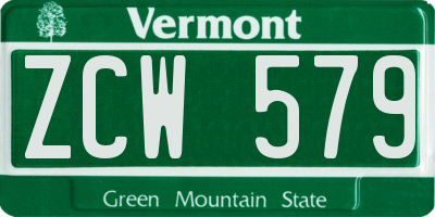 VT license plate ZCW579