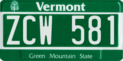 VT license plate ZCW581