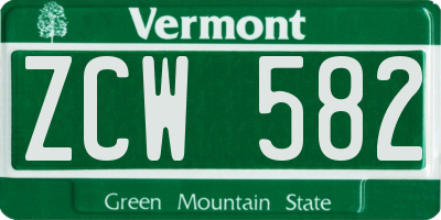 VT license plate ZCW582