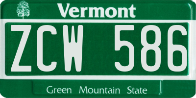 VT license plate ZCW586