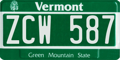 VT license plate ZCW587