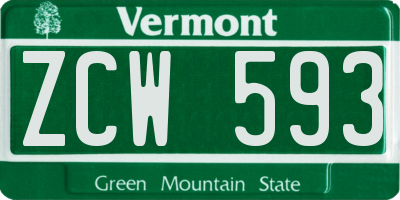 VT license plate ZCW593