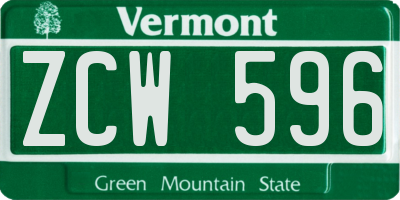 VT license plate ZCW596