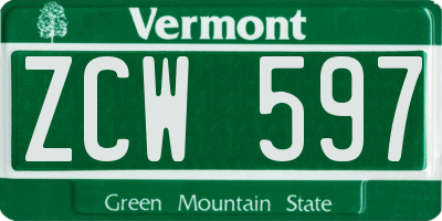 VT license plate ZCW597