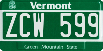 VT license plate ZCW599