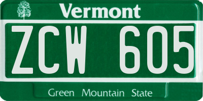 VT license plate ZCW605