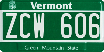 VT license plate ZCW606