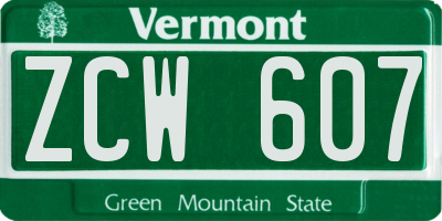 VT license plate ZCW607