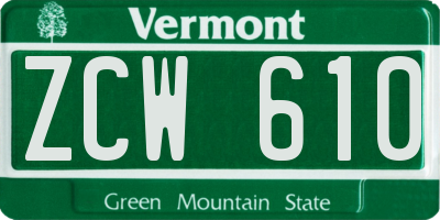VT license plate ZCW610