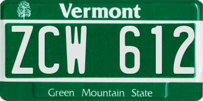 VT license plate ZCW612