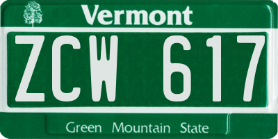 VT license plate ZCW617
