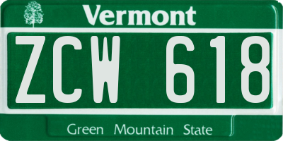 VT license plate ZCW618