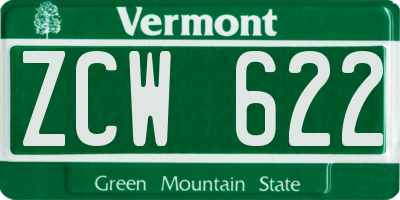 VT license plate ZCW622