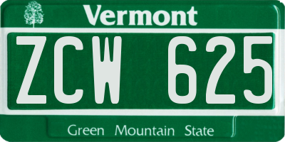 VT license plate ZCW625