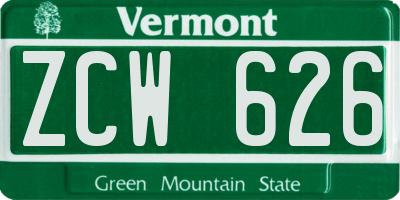 VT license plate ZCW626