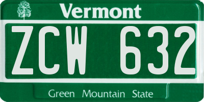 VT license plate ZCW632