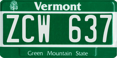 VT license plate ZCW637