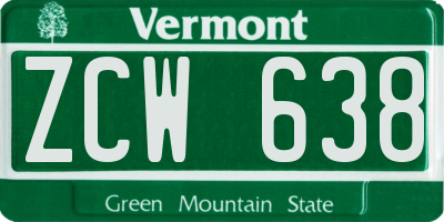 VT license plate ZCW638