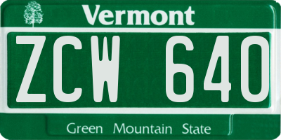VT license plate ZCW640