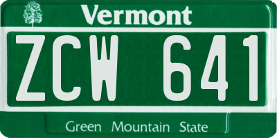 VT license plate ZCW641