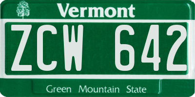 VT license plate ZCW642