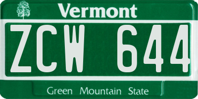 VT license plate ZCW644