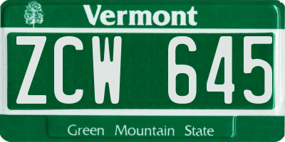 VT license plate ZCW645