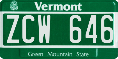 VT license plate ZCW646