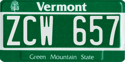 VT license plate ZCW657