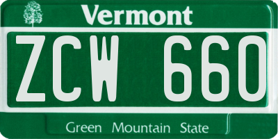 VT license plate ZCW660