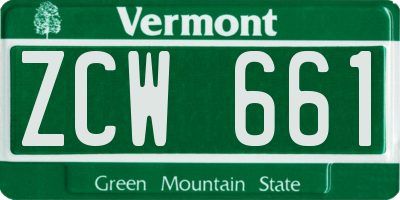 VT license plate ZCW661