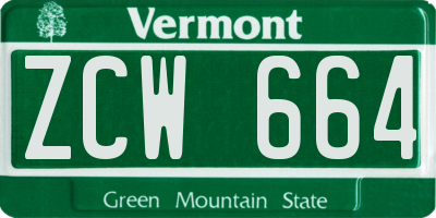 VT license plate ZCW664