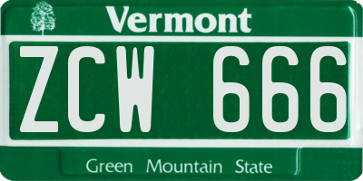 VT license plate ZCW666