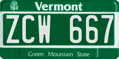 VT license plate ZCW667